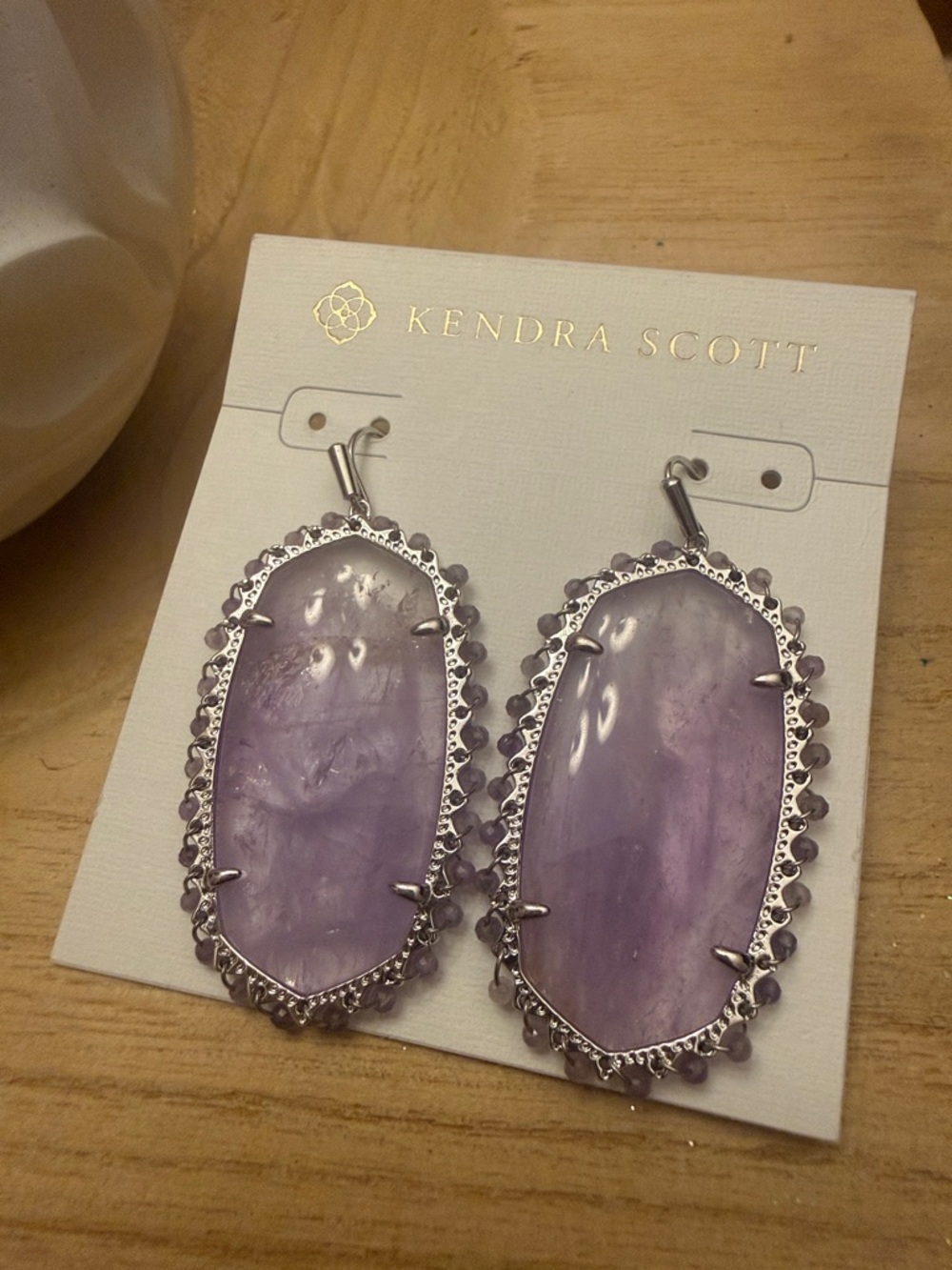 Kendra Scott Beaded Danielle Statement Earrings Amethyst Silver